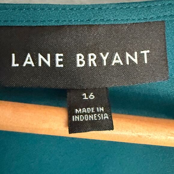 Lane Bryant Aqua Teal Short Sleeve Tie Waist Blouse Women’s 16 - Picture 4 of 9
